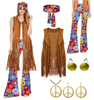 Immagine prodotto di Abbigliamento anni '60 per donne - Costume vintage hippie per feste a tema