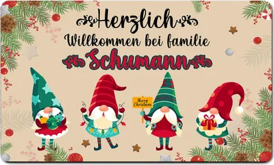 Produktbild von Personalisierte Weihnachten Fußmatte – Zwerge, Waschbar, Innen & Außen [140]