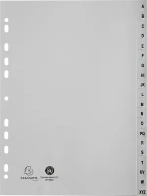 Produktbild von Exacompta 20x Register A4 grauem RC-PP 120µ Taben A-Z 20 Positionen Grau 1720E