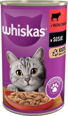 Produktbild von Whiskas Adult z wołowiną - mokra karma dla kota w sosie - 400 g