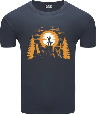 Zdjęcie produktu dla Diarbo koszulka męska z nadrukiem miłośnika przyrody rowerzysta na szczycie ciemnoszary rozmiar L
