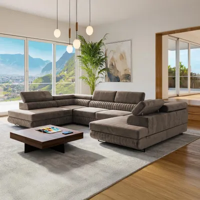 Produktbild von U-Form Ecksofa Magnum U mit Schlaffunktion und 2 Bettkästen – in Bronze