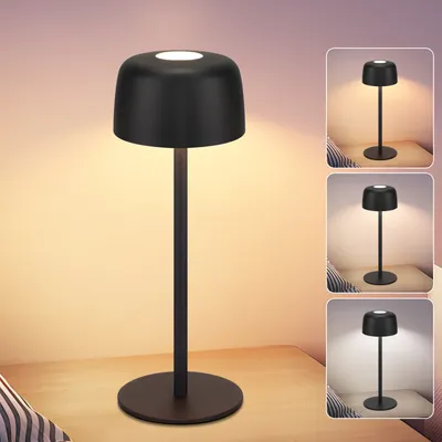 Produktbild von ZMH LED Tischlampe Kabellos Dimmbar Touch Tischleuchte mit 3 Farbtemperaturen Höhenverstellbar USB Aufladbar Akku Tragbare Wasserdichte Schwarz