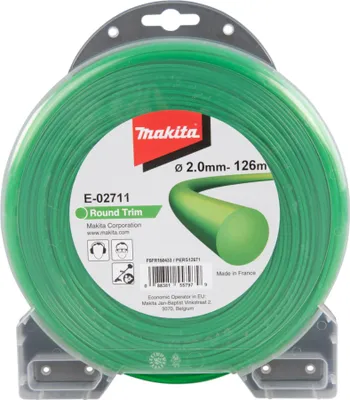 A spool of green trimmer line in its retail packaging.