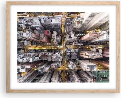 Produktbild von Gerahmtes Poster - Rahmen in heller Eiche - Metropole Luftaufnahmen Straße - 50x40 cm - Wand Bild - Wanddeko - Wandbilder - Kunstposter - Wandposter - Bilderrahmen - Bilder - P2NAA50x40-4507