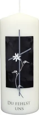 Produktbild von Trauerkerze mit Ornament "Du fehlst uns"