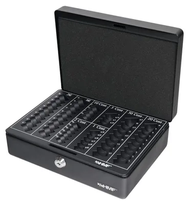 Productafbeelding van Geldkistje Met Euromuntbord - Zwart - 25 x 18 x 9 cm - Metaal