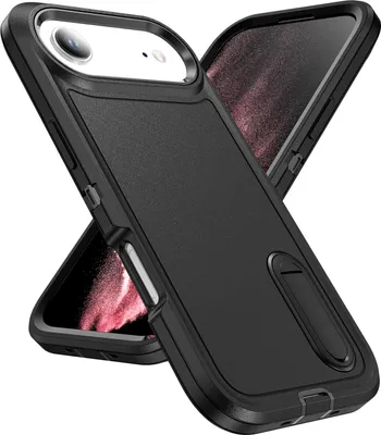 Produktbild von Hülle für iPhone Air Hybrid Dreilagige Robust Stoßfest Schwerlast Schutzhülle mit Ständer Schwarz