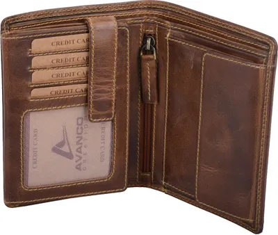 Produktbild von Herrenbörse Herren Geldbörse Leder Brieftasche Kombibörse  braun