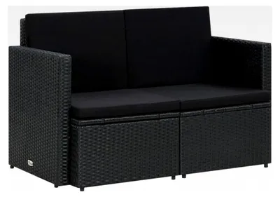 Produktbild von Gartensofa 2-Sitzer mit Auflagen aus Poly Rattan für Garten und Terrasse