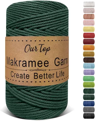 Imagen del producto de Hilo de macramé de 4 mm x 160 metros, color verde oscuro, para proyectos de manualidades