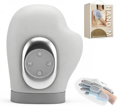 Produktbild von Handmassagegerät mit Wärme- und Druckfunktion, elektrisches Handmassagegerät, wiederaufladbarer Massagehandschuh, 3 Massageprogramme, 3 Wärmestufen, 5 Druckstufen