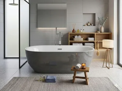 Produktbild von Jet-Line Design Badewanne 170 x 80 x 58 cm, freistehende Badewanne, grau