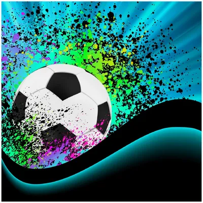 Produktbild von Wallario Memoboard Magnettafel aus Glas, Größe 50 x 50 cm, Motiv Fußball - Design Wellen und Regenbogen in blau