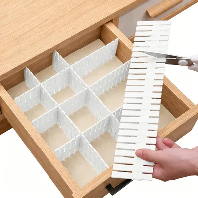 Schubladenunterteiler, zuschneidbar, 16 St., PP, Weiß