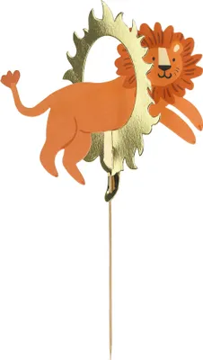 Produktbild von Cake Topper Zirkuslöwe 16cm Braun / Gold