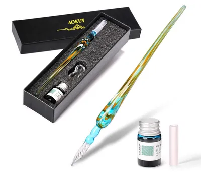 Immagine prodotto di Set di penne stilografiche per calligrafia, con inchiostro azzurro, design a spirale, punta da 0,7-0,8 mm