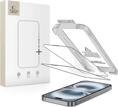 Produktbild von Tech-Protect Quick Set+ 2er-Pack gehärtetes Glas für Iphone 17 - Schwarz