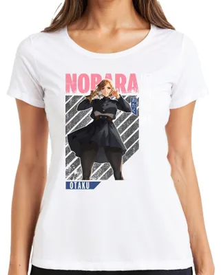 Zdjęcie produktu dla Koszulka damska Nobara Kugisaki z motywem Jujutsu Kaisen dla fanów anime, styl retro, kolor biały, rozmiar L