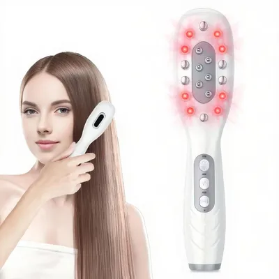 Produktbild von Elektrische Kopfhaut Massagebürste,Lichttherapie,Haarpflege & Entspannung, kabellos & wiederaufladbar,Rot/Blau/Lila Licht, 8 ml Serumtank