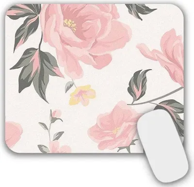 Image de Petit tapis de souris fleuri 24 x 20 cm rose - Lavable & antidérapant