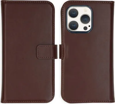 Immagine prodotto di Selencia Custodia a libro in vera pelle per iPhone 15 Pro - Marrone