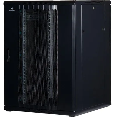 Produktbild von Rockstable 22 HE 19" Serverschrank mit Gitternetztür, Freistehendes Gestell, 22U, 800 kg, Sperrschloss, Ablageschienen, Verstellbare Füße
