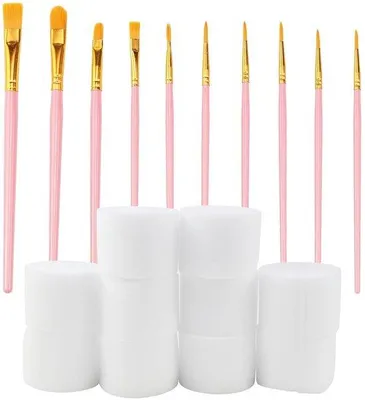 Produktbild von Ibenzoa® Make-up-Pinselset 10-tlg. – Profi- & Bodypainting-Pinsel, synthetische Haare, 3 weiche Schwämmchen, ergonomische Kunststoffgriffe