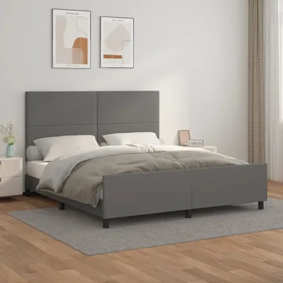 Produktbild von Bettgestell mit Kopfteil Grau 180x200 cm Kunstleder