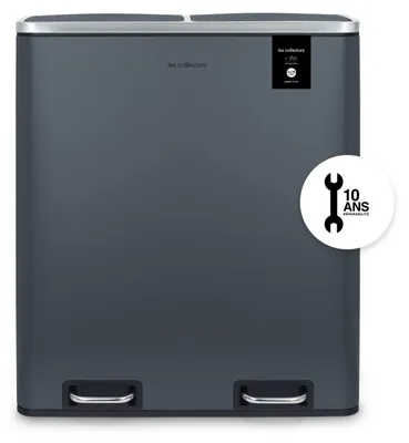 Mülltrennungseimer 60 L, 2 Fächer, Soft-Close, Pedal, Edelstahl