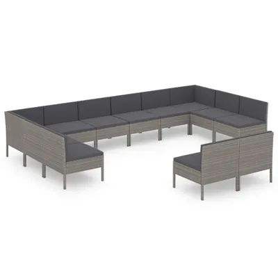 Obrázek produktu pro vidaXL 12dílná zahradní lehátková souprava s polštáři Poly ratan Grey