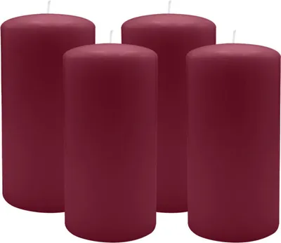 Produktbild von 4er Set Adventskranzkerzen Bordeaux Ø 80 x 150 mm