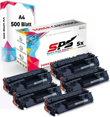 Produktbild von Druckerpapier A4 + 5x Multipack Set Kompatibel für HP LaserJet P 2010 Series (Q7553A/53A) Toner Schwarz