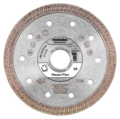 Produktbild von Metabo Diamanttrennscheibe 125x22,23mm, TP, Fliesen professional