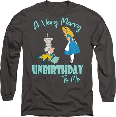 Obrázok produktu pre Alica v krajine zázrakov - Tričko "Very Merry Unbirthday To Me" pre mužov/dámy Uni TV14528 (XL) (Charcoal)