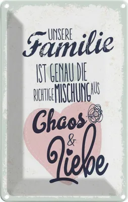 Produktbild von vianmo Blechschild 18x12 cm Unsere Familie Chaos Liebe Herz Spruch Zitat