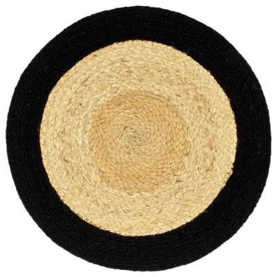 Image de vidaXL Sets de table 6 pcs. Nature et noir 38 cm Jute et coton