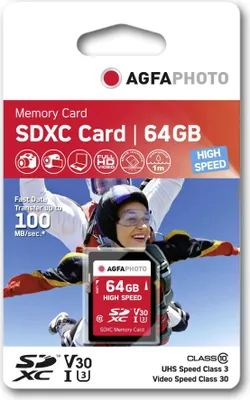 Zdjęcie produktu dla AgfaPhoto - Karta pamięci flash - 64 GB - Klasa 10 - SDXC UHS-I