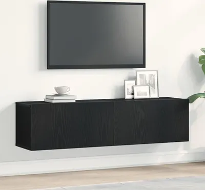 Produktbild von TV-Schrank Schwarz Eichen-Optik 120x30x30,5 cm Holzwerkstoff, TV-Schränke DesignMöbel