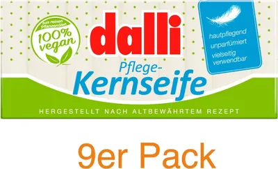 Produktbild von Dalli Kernseife Natur, Handseife, Pflegend, Parfümfrei, Vegan | 9 Stück Seife
