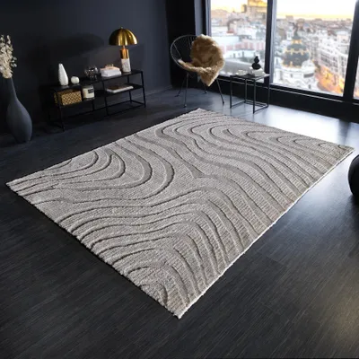 Produktbild von Design Teppich WAVE 240x170cm grau 3D-Effekt