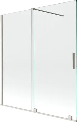 Produktbild von Mexen Velar Duschwand 2-flügelig verschiebbar 150 x 150 cm, transparent, gebürsteter Nickel - 896-150-000-01-97