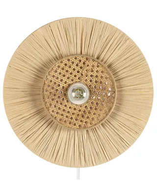 Zdjęcie produktu dla BELIANI Lampa ścienna naturalna papierowa teksturowany klosz styl nauralny Japandi oświetlenie