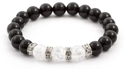 Image de Bracelet en perles d'onyx et de cristal MINK51/17