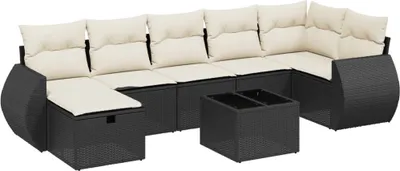 Produktbild von vidaXL 8-tlg. Garten-Sofagarnitur mit Kissen Schwarz Poly Rattan