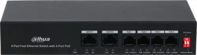 Immagine prodotto di Dahua Technology PoE DH-PFS3006-4ET-36 switch di rete Fast Ethernet (10/100) Power over Ethernet (PoE) Nero