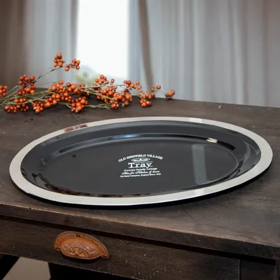 Produktbild von Tablett, Oval, Schwarz, Eisen, Aluminium, Dekoration