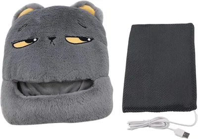 Productafbeelding van USB-voetwarmer, elektrische verwarmde slipper met modieus cartoonpatroon, ideaal voor koude voeten, geschikt voor thuis en onderweg (grijs)