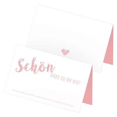 Produktbild von itenga 48x Tischkarten "Schön dass du da bist" rosa