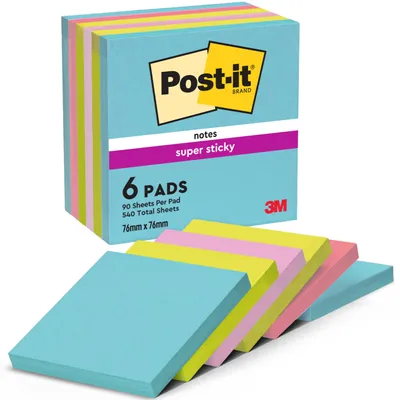 Produktbild von Post-It 7100263206, Quadratisch, Blau, Grün, Pink, Papier, 76 mm, 76 mm, 90 Blätter